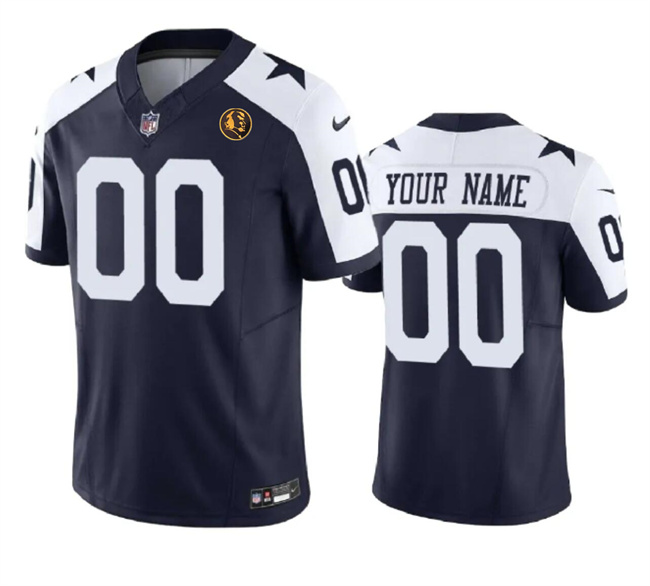 Men's Dallas Cowboys Active Player Custom Navy 2023 F.U.S.E. With John Madden Patch Vapor Limited Football Stitched Jersey